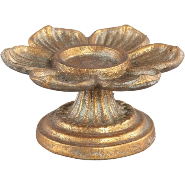 PTMD theelichthouder Poza Gold - goudkleurige waxinelichthouder - kaarsenhouder - 12x11x6.5 cm