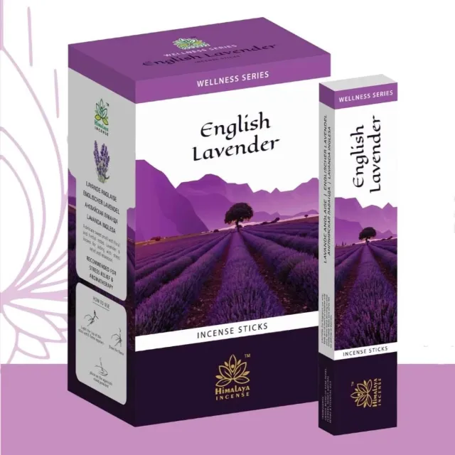 Himalaya Himalayaanse Engelse lavendel wierookstokjes 12 x 15 g - Agarbatti geurstokjes voor meditatie, yoga, gebed, ontspanning en kamergeur | Ayurvedische wierook met kajal stickers Bruin