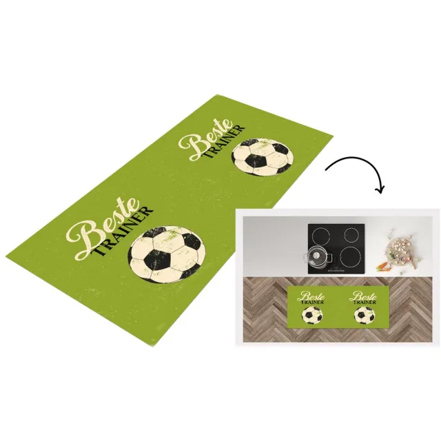 KitchenYeah Keukenloper - Loper keuken - Quotes - Trainer - Voetbal - Groen - Keukenloper vinyl Multicolor