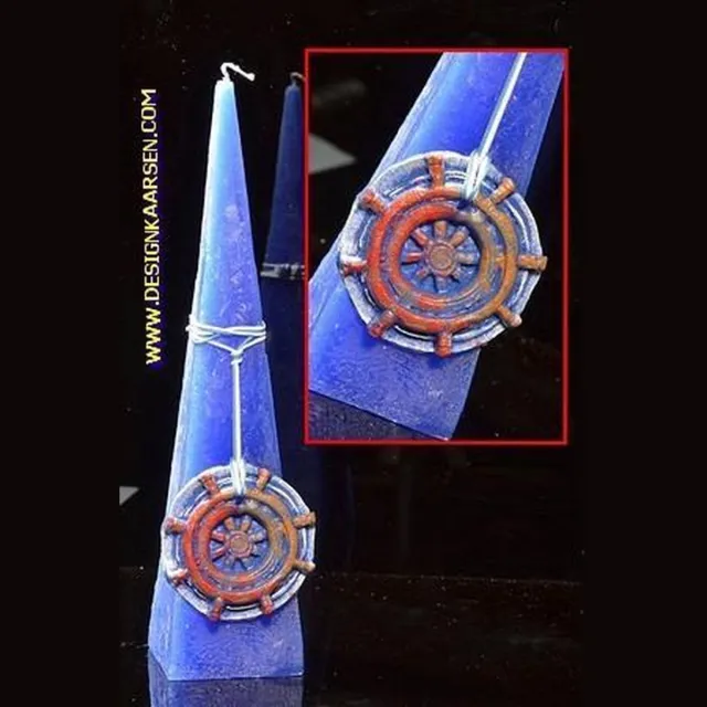 MilaNNE Zee kaars, BLAUW, met stuurwiel, piramide 30 cm