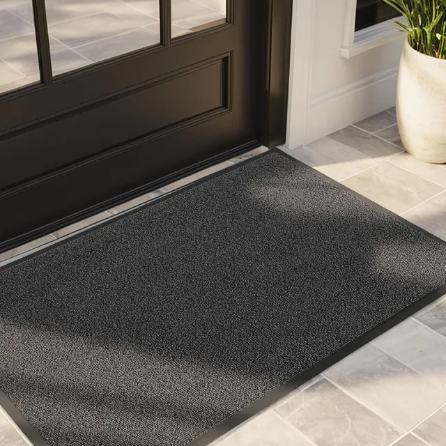 Ibenzoa Weerbestendige Grijze Deurmat voor Buiten, Vuilopvangmat met Antislip en Gemakkelijk Onderhoud grijs
