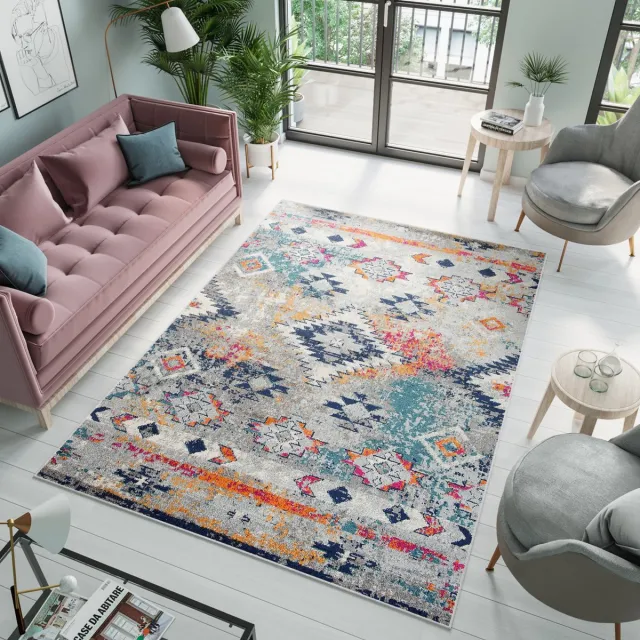 Tapiso Denver Vloerkleed Grijs Woonkamer Ethno Tapijt Maat- 160x230 Grijs Oranje