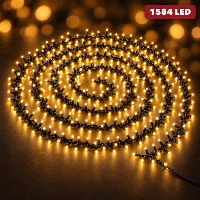 Cheqo Kerstverlichting Twinkle 1584 LED - 25 Meter - Warm Wit - Kerstboomverlichting - Kerstlampjes - Lichtsnoer - Feestverlichting - voor Binnen en Buiten - Sfeerverlichting met Timer - Lichtslinger - Fairy Lights - Kerstdecoratie