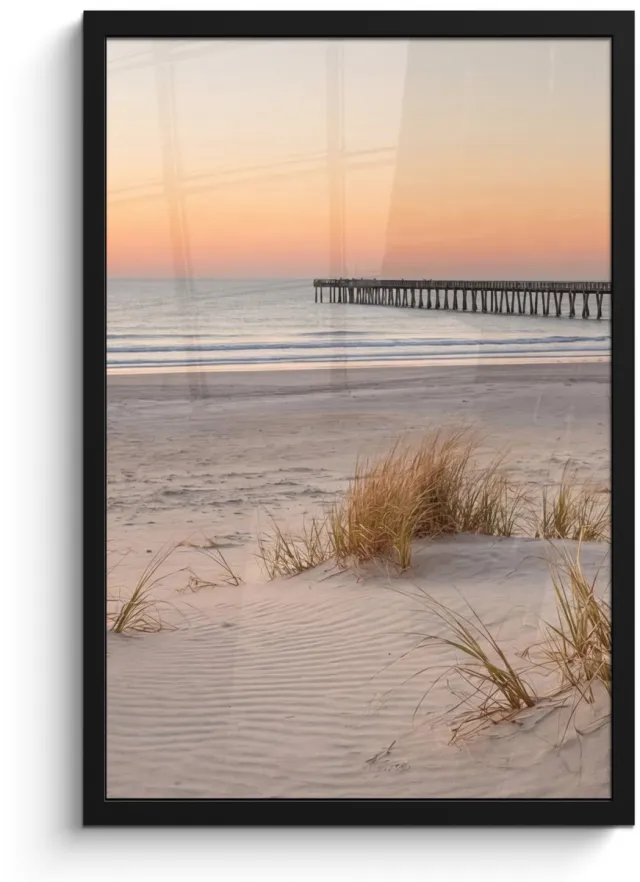 FrameYourWall Poster in lijst - Fotolijst 40x60 cm - Posters - Pier - Zonsondergang - Strand - Posterlijst zwart - Decoratie - Wanddecoratie woonkamer - Muurdecoratie slaapkamer