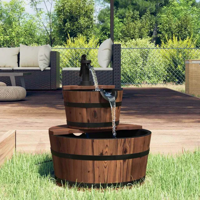 vidaXL Waterfontein met pomp 44,5x44,5x58 cm massief vurenhout Bruin