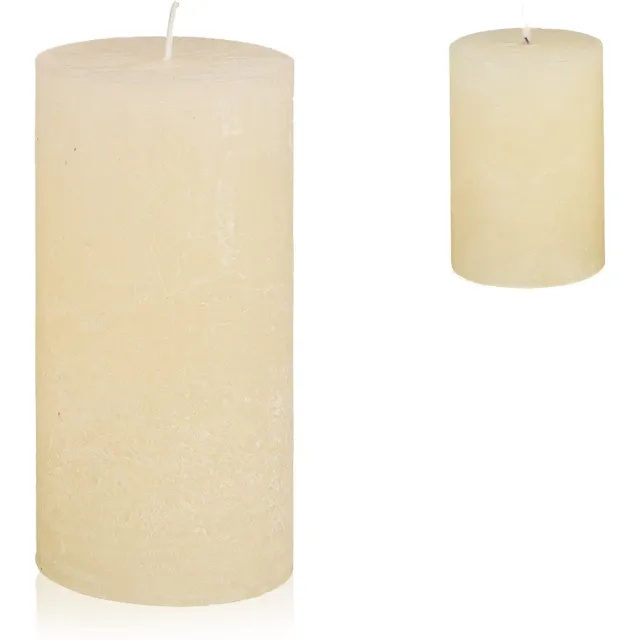 Candelo hoogwaardige kaars Kerst Ambiente rustiek – crème – rustieke stompkaars 12 cm – lange brandduur ca. 54 uur kerstkaarsen voor adventskrans creme