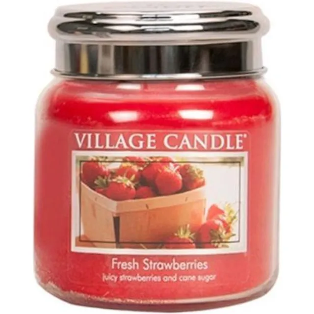 village candle Kaars Fresh Strawberries 9,5 X 11 Cm Wax Rood
