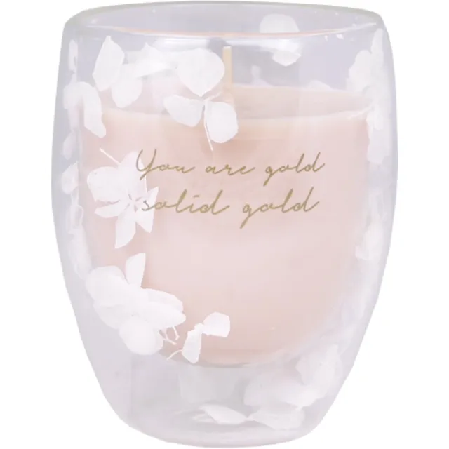 My Flame Lifestyle Sojakaars in Theeglas - Dubbelwandig theeglas - You are Gold - Geurkaars roze