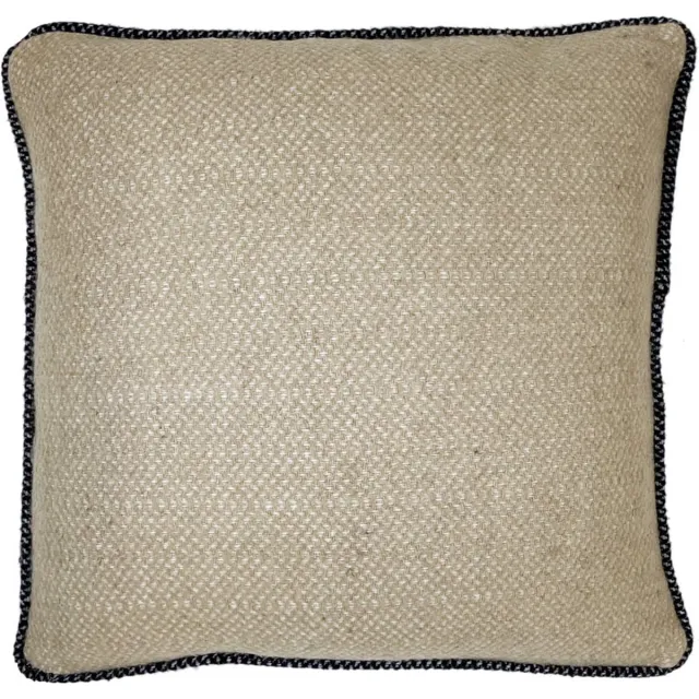 Malagoon Beige structure recycled wool square cushion Beige, Zwart