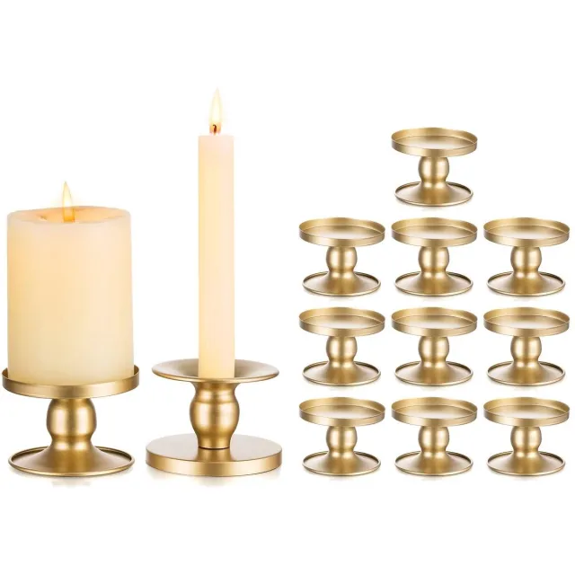 Ibenzoa Klassieke Gouden Kandelaars Set voor Tafel- en Woonkamerdecoratie, Geschikt voor Verschillende Kaarsformaten