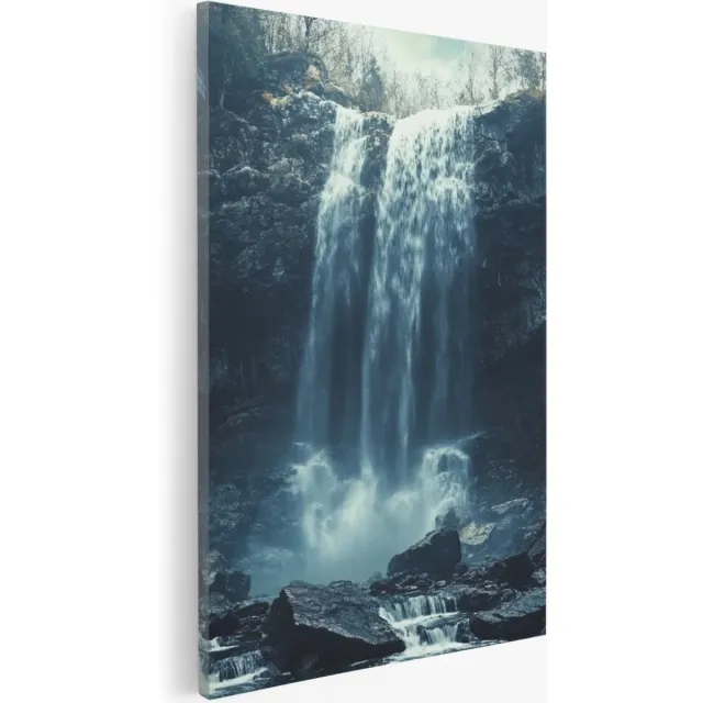 Saammp Canvas Schilderij - Natuur - Waterval - Ijsland - landschap - 80x120 - Foto op canvas - Wanddecoratie - Muurdecoratie Woonkamer - Slaapkamer decoratie - Canvas Print Multicolor