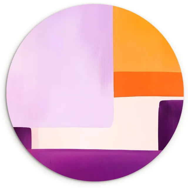 WallCircle Wandcirkel 30x30 cm - Muurcirkel Vlakken - Abstract - Rechthoekig - Oranje - Muurdecoratie woonkamer - Wanddecoratie slaapkamer - Kamer decoratie accessoires - Ronde schilderijen