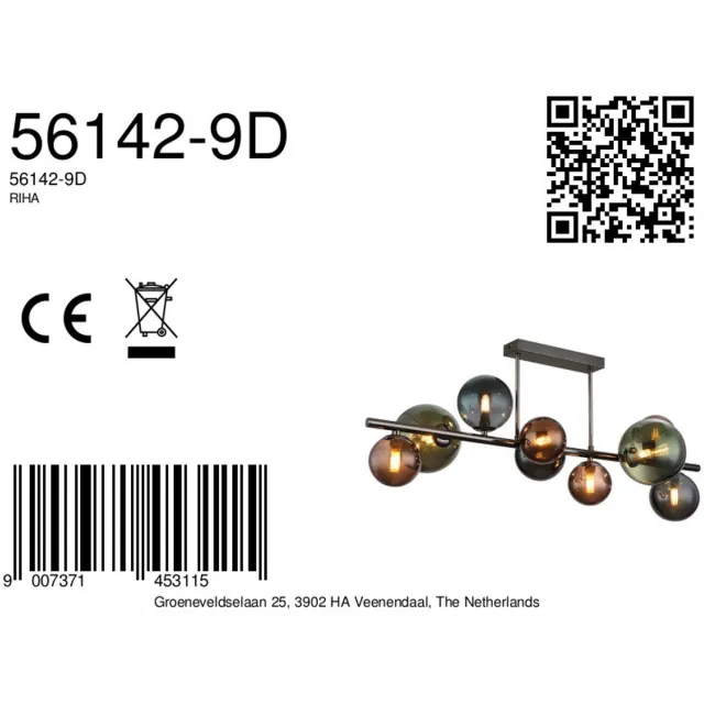 Globo Plafondlamp RIHA 3.50 Watt G9 Matt grijs 9-Lichts