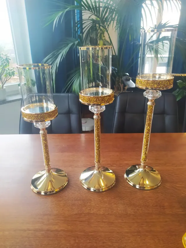 Juliette Kristallen Lantaarn Kandelaars Goud - Set van 3 (S, M, L)