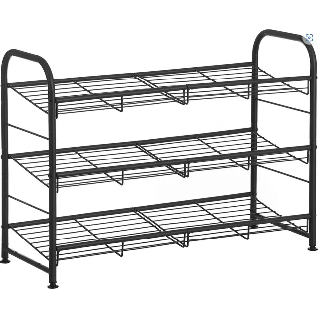 MAZAZU MIRA Home - Schoenenrek - Schoenenbank - Zwart - Staal - 68.5x27.5x49.5cm
