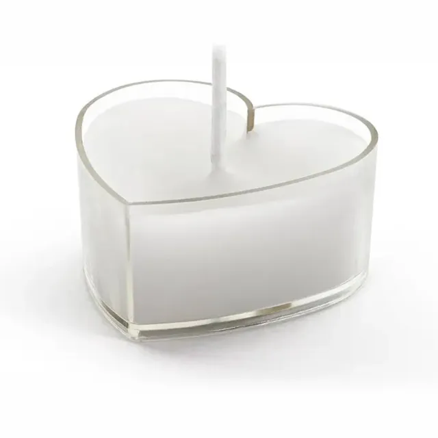 PartyDeco Theelichtjes hart - 4 cm - 10 stuks Wit,