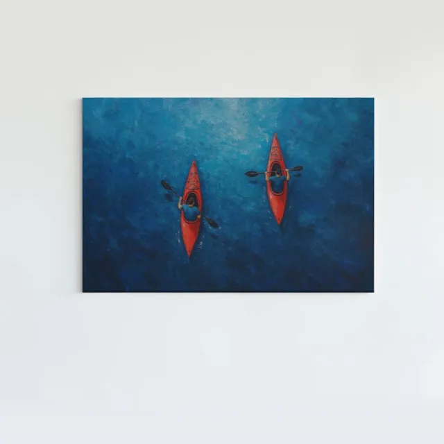 Trendex Global Canvas Schilderij - Stilte van de Zee - Wanddecoratie - 60x40x2 cm Blauw