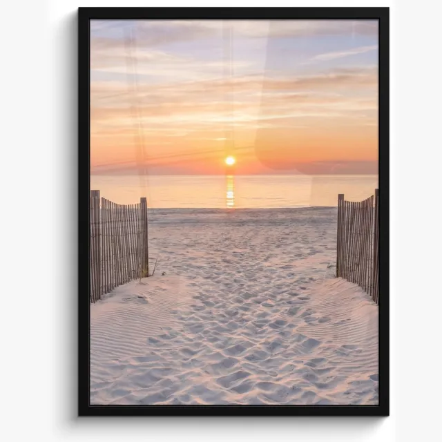 FrameYourWall Poster in lijst - Fotolijst 50x70 cm - Posters - Zonsondergang - Strand - Zand - Posterlijst zwart - Decoratie - Wanddecoratie woonkamer - Muurdecoratie slaapkamer