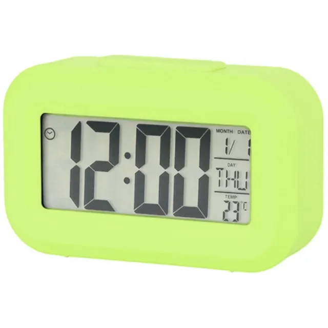 Lexum Mini Digitale Wekker met LCD Display – Kleine Decoratieve Wekker – Tijd, Datum, Timer & Temperatuur – Backlight – Compacte Bureau / Slaapkamer Klok - Batterijen inbegrepen - Groen