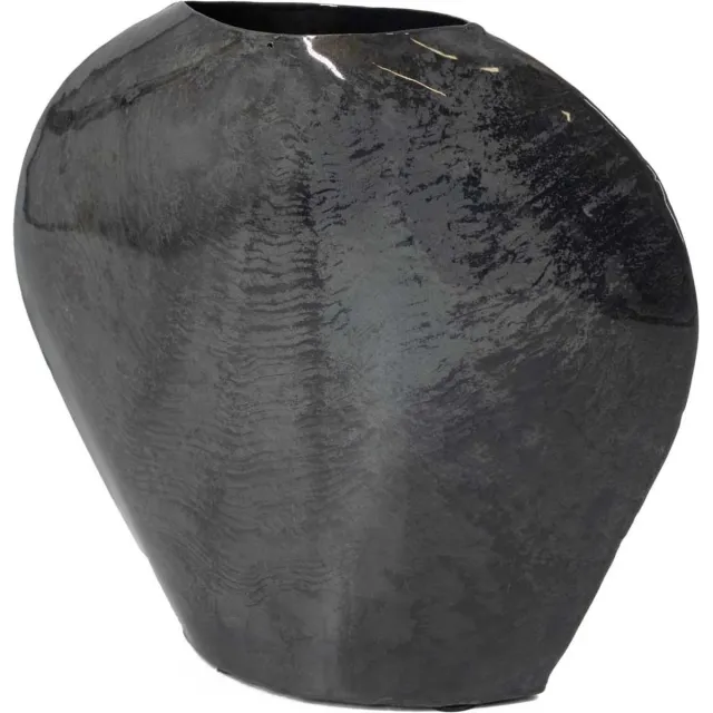 homebound by ky Metalen vaas blauw | 23x12x20cm | bloemenvaas metaal blauw