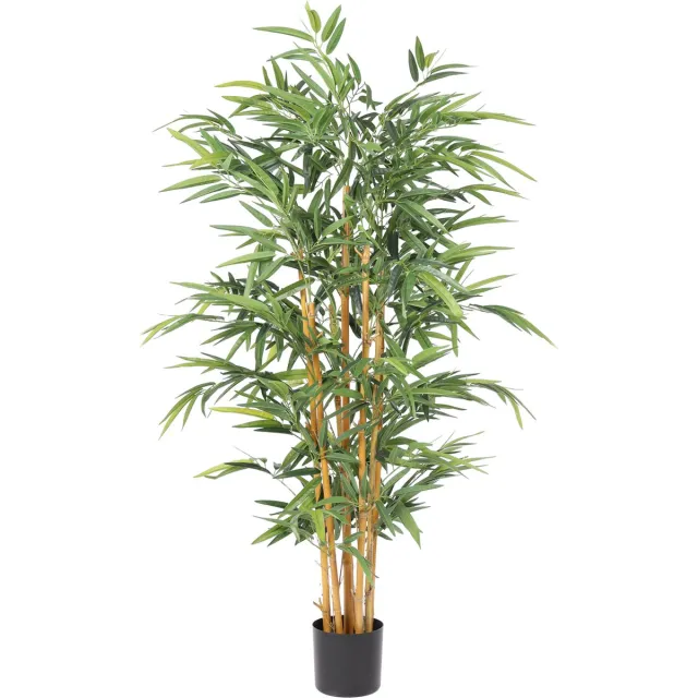 Kunstpalm Kunst Bamboe Plant Deluxe – 155 cm – High Density – Echte Bamboe Stammen – In Pot