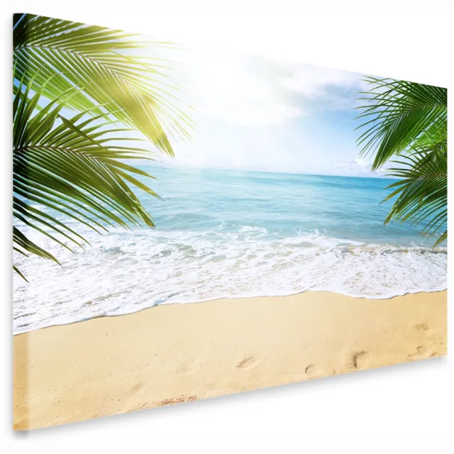 karo-art Schilderij - Afgelegen strand, het paradijs met uitzicht op de Oceaan, premium print, wanddecoratie, stevig verpakt geleverd Multikleur