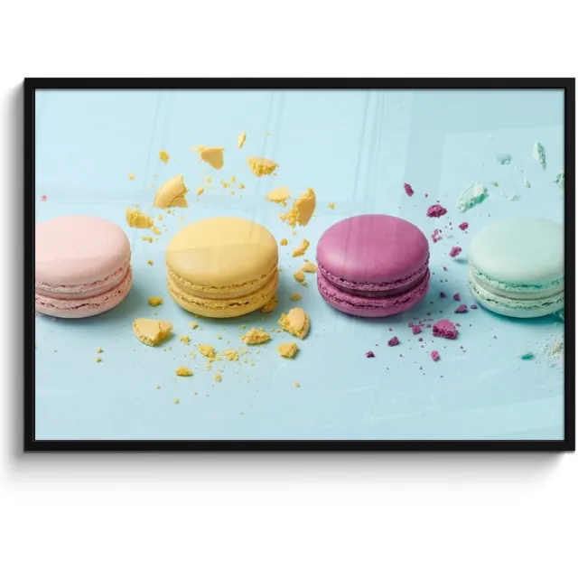FrameYourWall Poster in lijst - Fotolijst 120x80 cm - Posters - Macarons - Kleurrijk - Pastel - Posterlijst zwart - Decoratie - Wanddecoratie woonkamer - Muurdecoratie slaapkamer