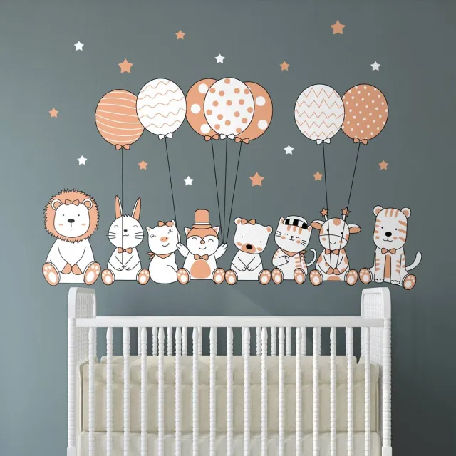 Ambiance Sticker Muurstickers - Acrobatische dieren en fantastische ballonnen - Zelfklevende stickers - 135x90cm Multi color