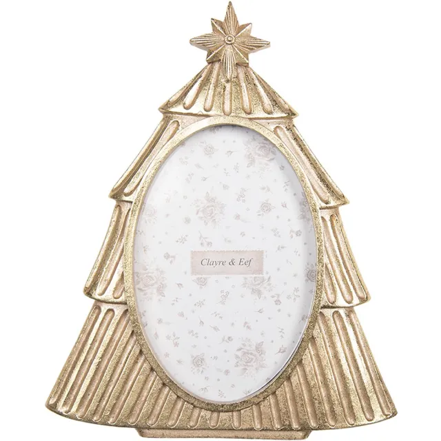 Clayre & Eef Fotolijst Kerstboom 10x15 cm Goudkleurig Kunststof