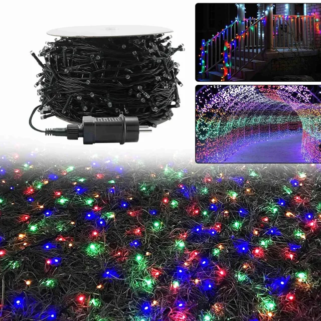 Aufun 50m LED-lichtketting Lichtwand Lichtgordijn 8 Lichtmodi IP44 Binnen/buiten voor Kamerdecoratie,Kerstmis,Halloween (500 LED's,meerkleurig)