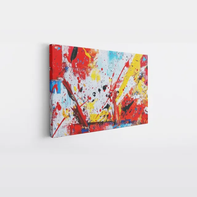Saammp Canvas Schilderij - Explosie van verfdruppels - Abstracte wanddecoratie- 40x30 - Foto op canvas - Wanddecoratie - Muurdecoratie Woonkamer - Kantoor Decoratie Multicolor