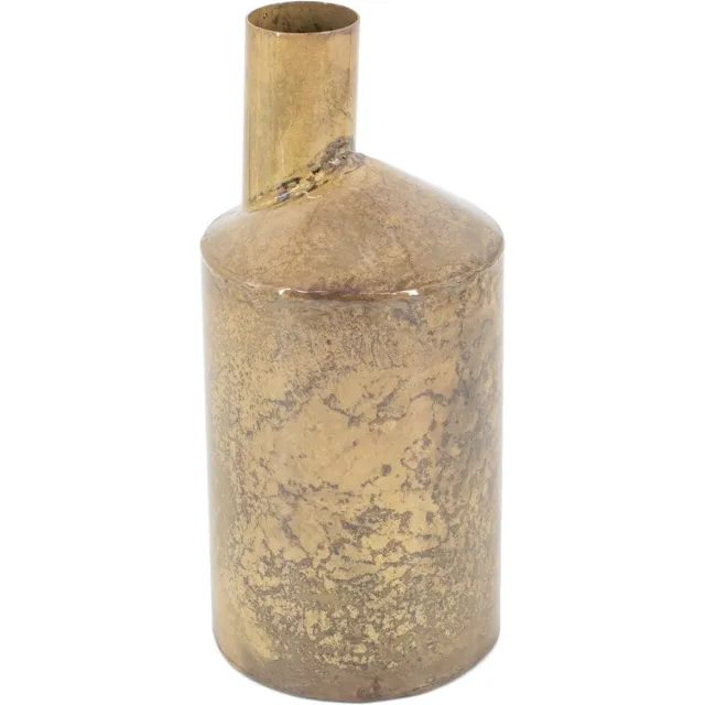 homebound by ky Vaas metaal peach marble | bloemenvaas | 5x14x31,5cm Goud