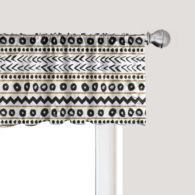 ABAKUHAUS Gestreept raamvalletje, gordijnvalletje voor keuken en slaapkamer met tunnelzoom, 137 cm x 45 cm, zwart geel Zwart en geel