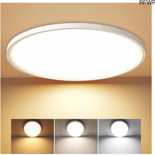 RFWR Ronde led-plafondlamp 30 cm - 20 W, 2400 lm, IP44 waterdicht, 3 kleurtemperaturen, ultradun en modern - Perfect voor badkamer, keuken en hal Wit