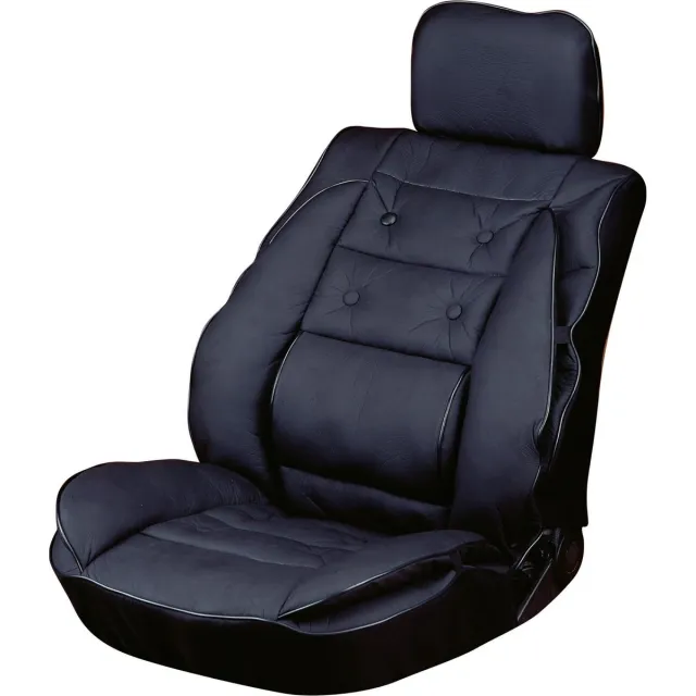 Carpoint Stoelkussen met Lendesteun – Lederlook – 105x56 cm – Ergonomisch – Universeel – Rugondersteuning & Bescherming Zwart