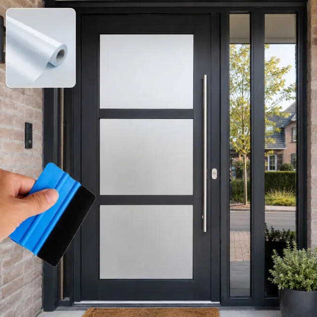 Muursticker4sale.nl Raamfolie Voordeur Zelfklevend – Matglas Privacyfolie – Geschikt voor HR & HR++ Glas – Anti-Inkijk Folie - 60 x 300 cm Geen kleur