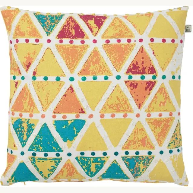 Dutch Decor KARKIN - Kussenhoes 45x45 cm - geel - gekleurd dessin - met rits