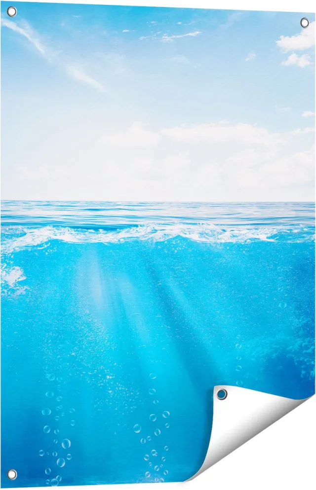 Gards Tuinposter Helder Blauwe Zee onder Water - 60x80 cm - Tuindoek - Tuindecoratie - Wanddecoratie buiten - Tuinschilderij Multikleur