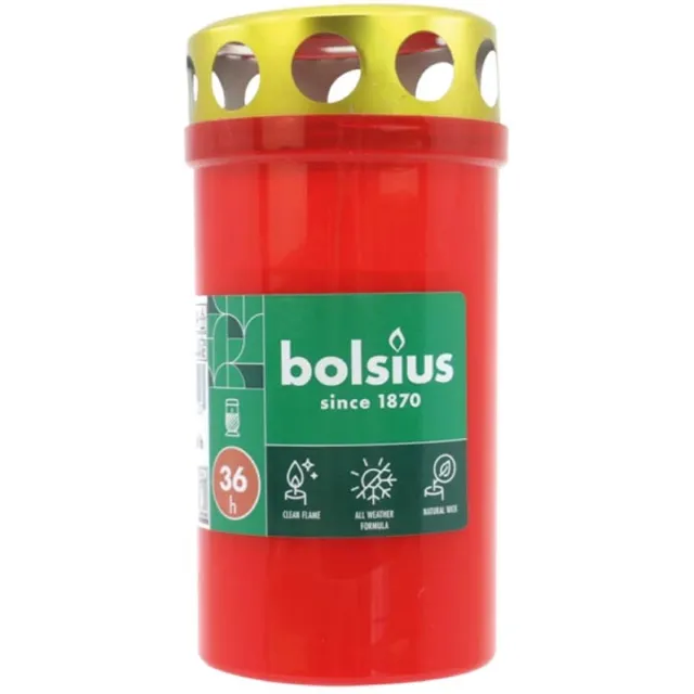 Bolsius grafkaarsen - 11 cm - Rood - Kunststof pot met metalen deksel