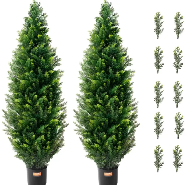 Vevor Set van 2 kunstceder vormsnoei kunstplanten PE Cipres 121,9 cm Groen