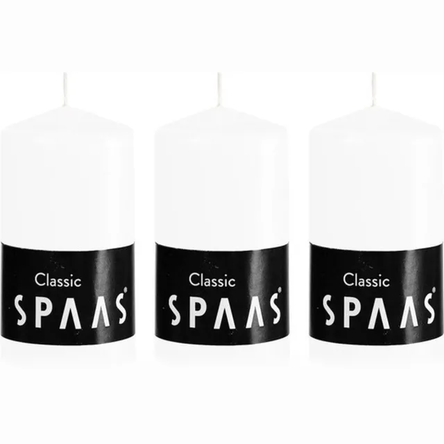 Spaas 3x Witte cilinderkaarsen/stompkaarsen 6 x 10 cm 25 branduren - Geurloze kaarsen - Woondecoraties