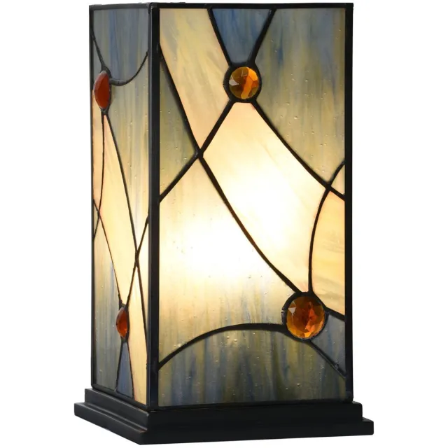 Coloured by Art Tiffany Tafellamp/Windlicht Sky Blue - Art Deco Trade Zwart