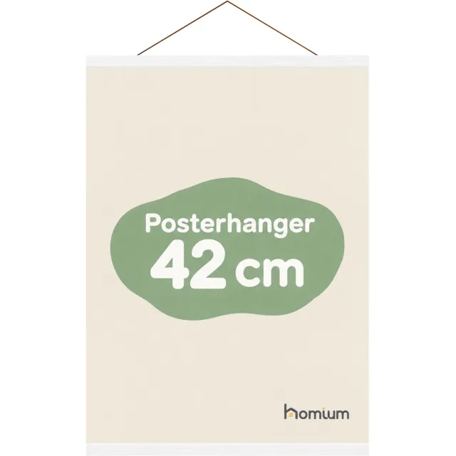 Homium Posterhanger 42 cm - Wit hout - poster ophangsysteem - Posterlijst - Posterhouder - 40 cm