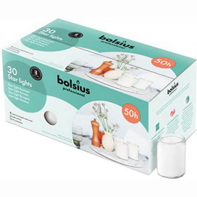 Bolsius Horeca Star Light - 82/68 - 30 stuks per verpakking - Transparant Wit