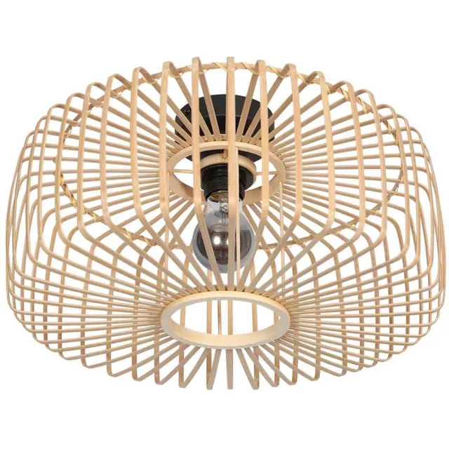Steinhauer Plafonnier Breeza-Beache 4145ZW met bamboe kap Ø 50cm - naturel en zwart - Steinhauer - trendy binnenverlichting Beige