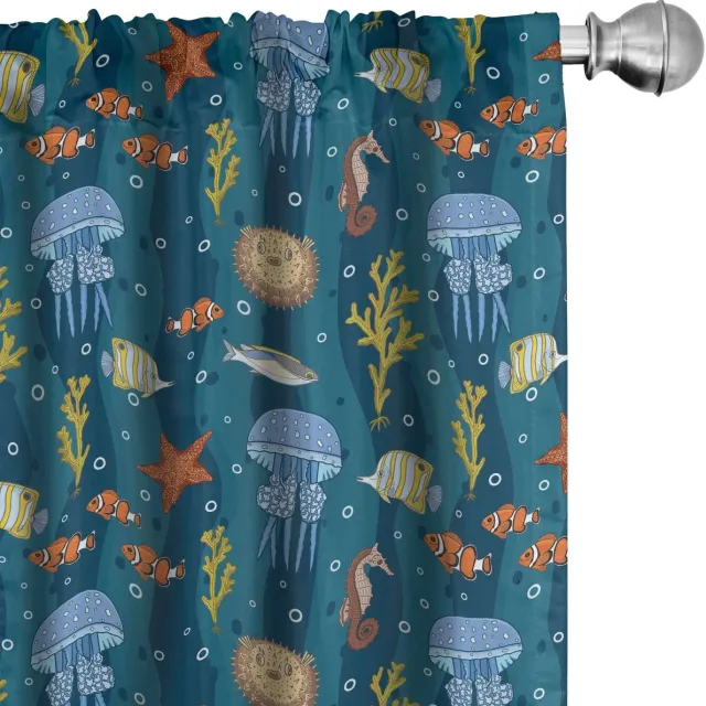 ABAKUHAUS Onderwatergordijnen – 2x75x245 cm – Microfiber – Halfdonkerend Mehrfarbig