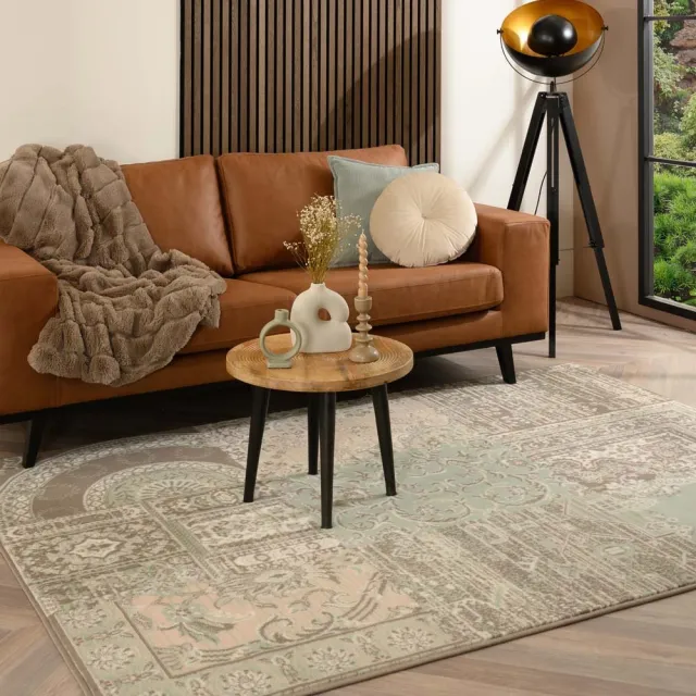 Tapeso Patchwork vloerkleed - Ease Agatha zachtgroen 190x280