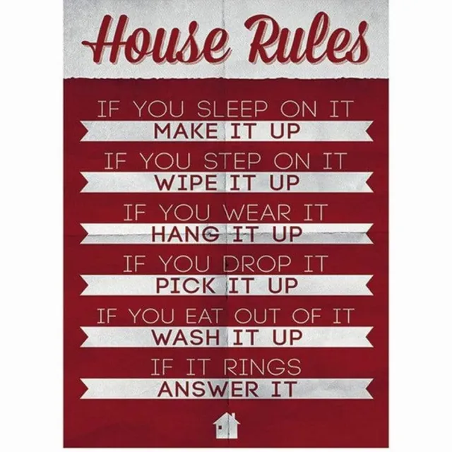 Pyramid Kunstdruk House Rules 60x80cm Divers