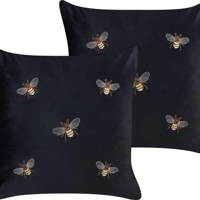 Beliani TALINUM - Sierkussen set van 2 - Zwart - 45 x 45 cm - Polyester