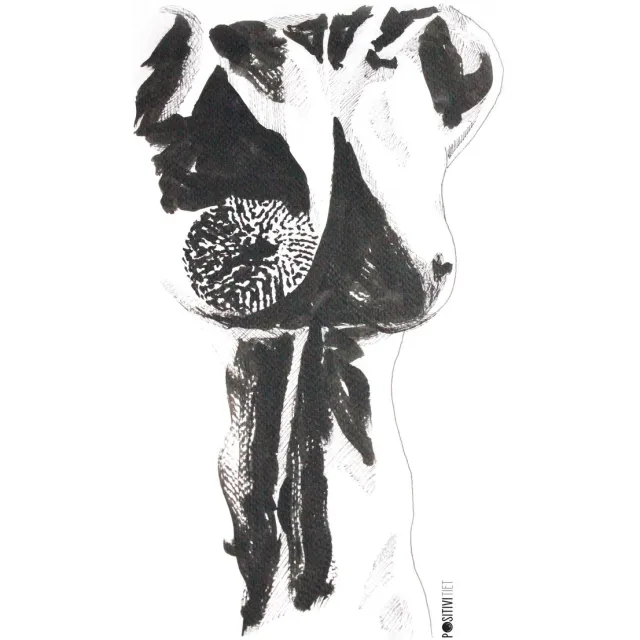 Positivi-tiet Poster; omdat elke borstkas uniek is, en gezien mag worden l 40x50cm l Papier l Kunst l Poster l 250 gram Zwart
